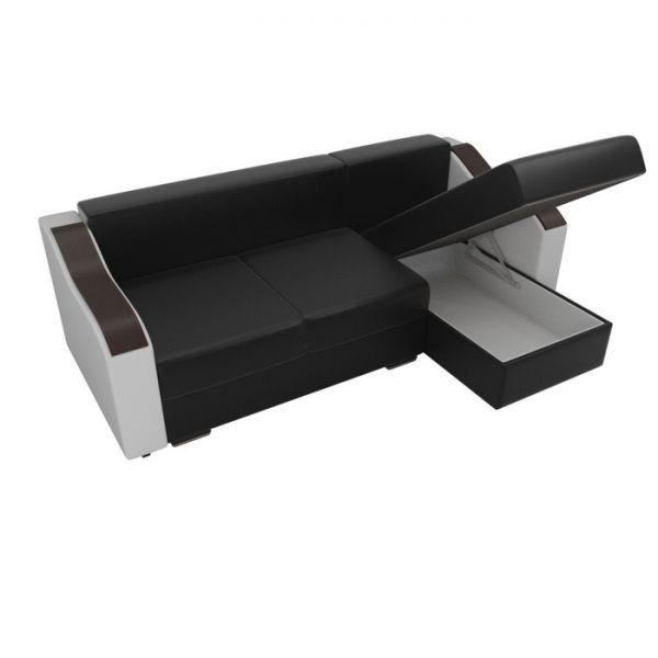 Угловой диван «Монако», механизм еврокнижка, экокожа, цвет бежевый / коричневый