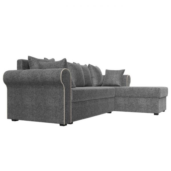 Угловой диван «Рейн», механизм еврокнижка, угол правый, рогожка, цвет серый / кант бежевый