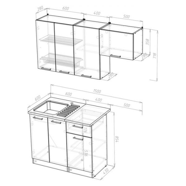 Кухонный гарнитур Симона нормал 1500