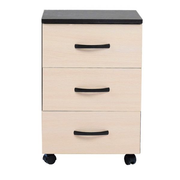 Тумба выкатная на 3 ящика 400х400х600 венге/дуб молочный