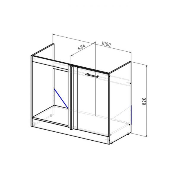 Шкаф напольный Полина 1000х600х850 под мойку с 1 дверцей  венге/бодега/дуглас темный