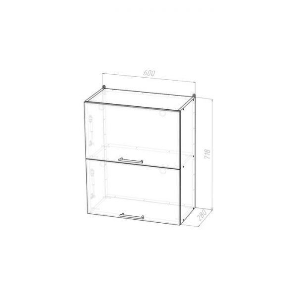 Шкаф навесной Лариса 600х300х720 с 2 подъёмными дверцами  белый/латте
