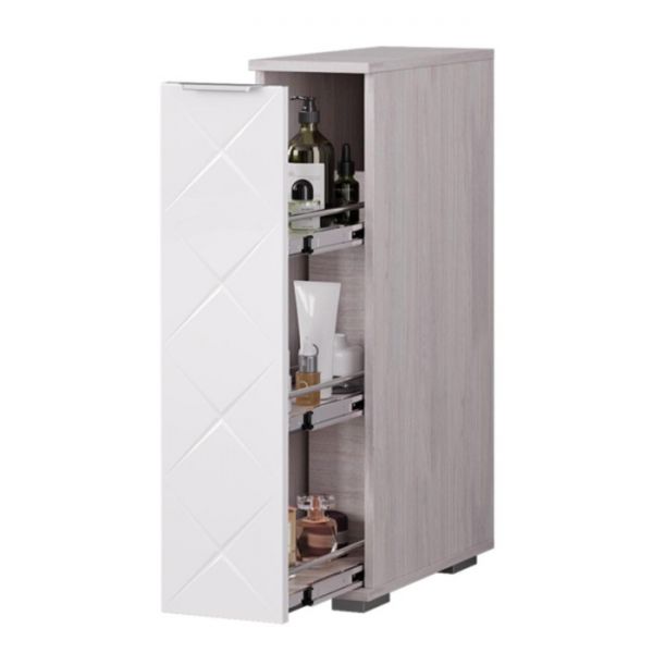 Тумба Кимберли узкая 202х460х824 ясень белый/белый глянец