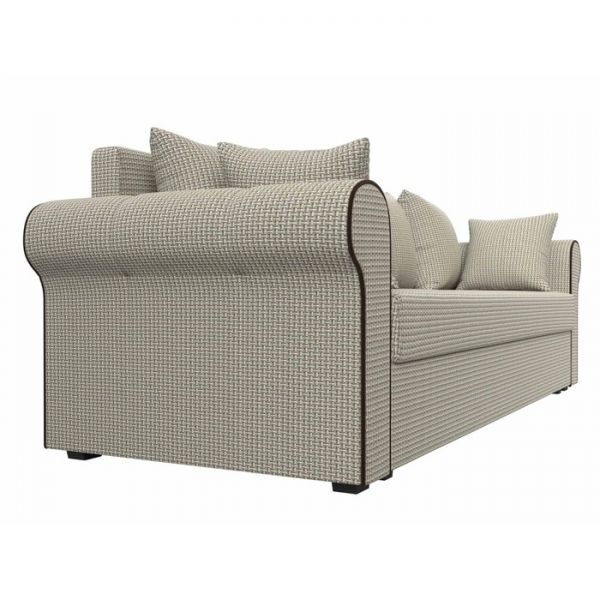 Прямой диван «Рейн», механизм еврокнижка, рогожка, цвет бежевый / кант коричневый