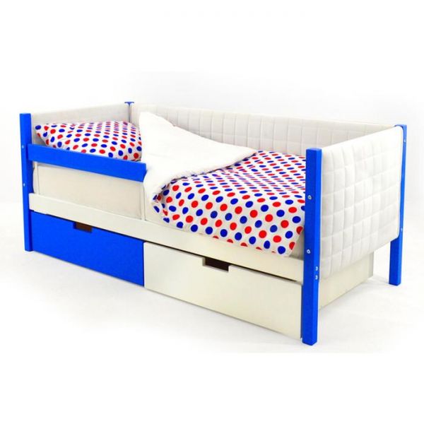 Детская кровать-тахта мягкая Svogen сине-белый