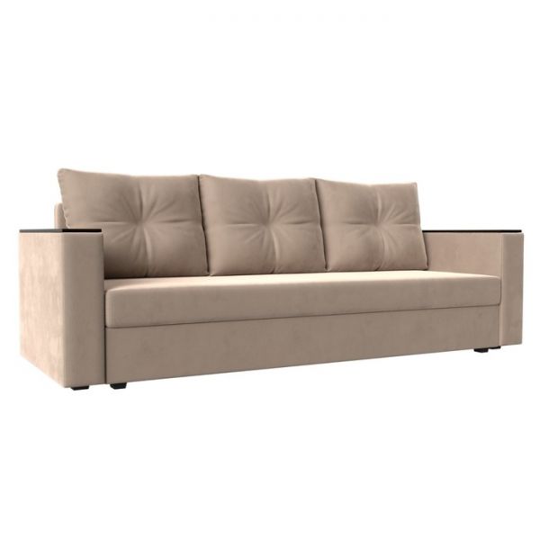 Диван прямой «Атланта лайт», без стола, еврокнижка, велюр, цвет, цвет бежевый