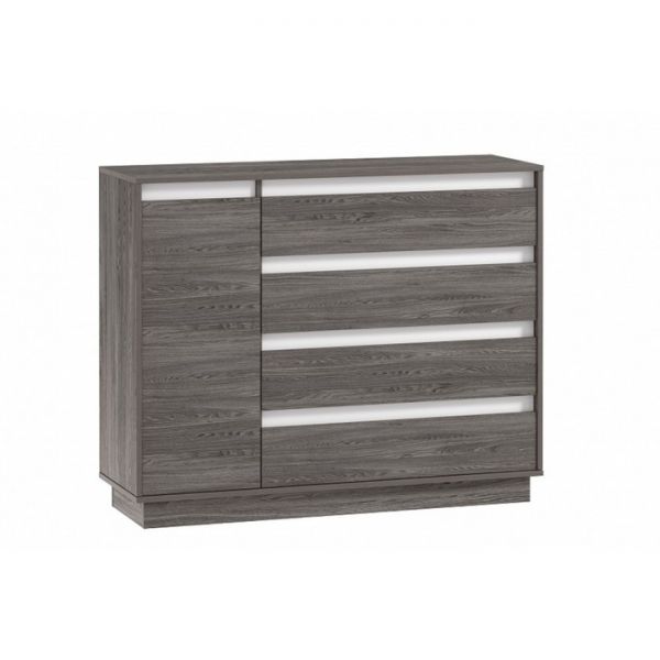 Комод Virginia НМ 011.01, 1242х400х994 Белый Скандинавский/Ясень Анкор темный