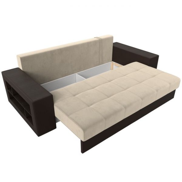 Диван прямой «Дубай», механизм еврокнижка, цвет серая рогожка / чёрная экокожа