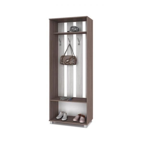 Прихожая Карина К73 800x420x2100 4 крючка Ясень шимо темный/светлый