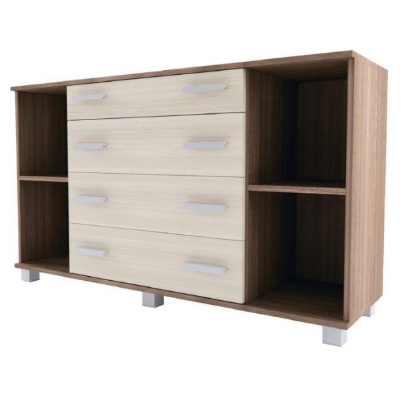 Комод №4, 1300 ? 380 ? 752 мм,цвет шимо тёмный / шимо светлый