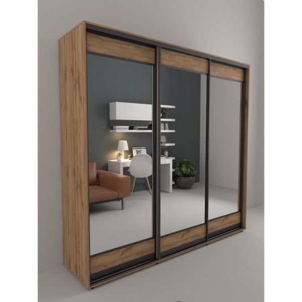 Шкаф-купе «Акцент-Лайт ЗЗ», 1500 ? 600 ? 2310 мм, ЛДСП, зеркало, цвет дуб крафт