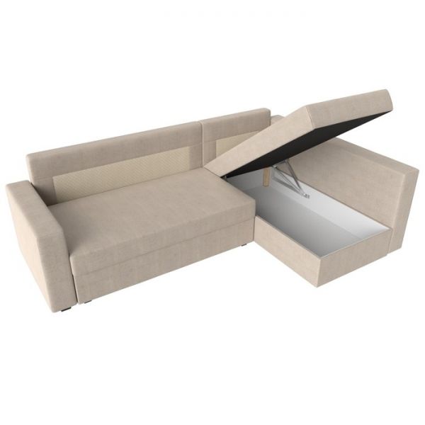 Угловой диван «Мансберг», механизм еврокнижка, угол левый, рогожка, цвет бежевый