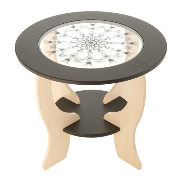 Стол журнальный СЖ-2 стекло прозрачное 685х685х550 Дуб выбеленный/Венге