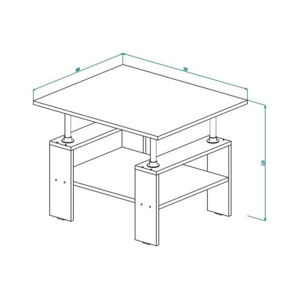 Стол журнальный СЖ-20 530х700х600 Дуб выбеленный/Венге