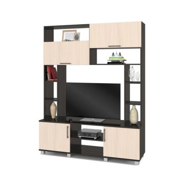 Мини стенка Ева, 420x1500x1900, Ясень шимо темный/светлый