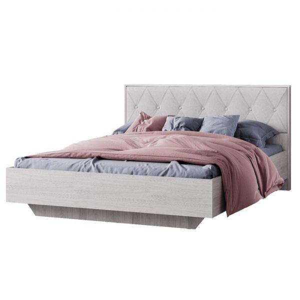 Кровать двуспальная Кимберли с под. механизмом 1600х2000 ясень белый/белый глянец