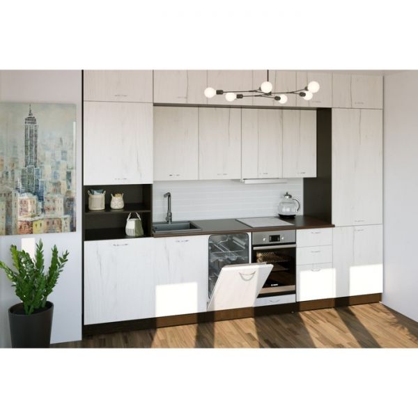 Кухонный гарнитур Лоретта люкс 3000х600 Венге/дуглас темный/Дуб грей