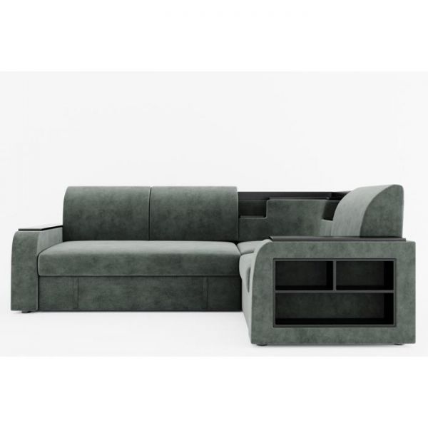 Угловой диван «Фараон», универсальный, дельфин, велюр, цвет селфи 01, вставка астор 536