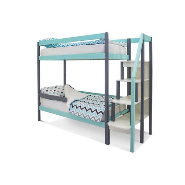 Детская двухъярусная кровать Бельмарко Svogen графит-мятный
