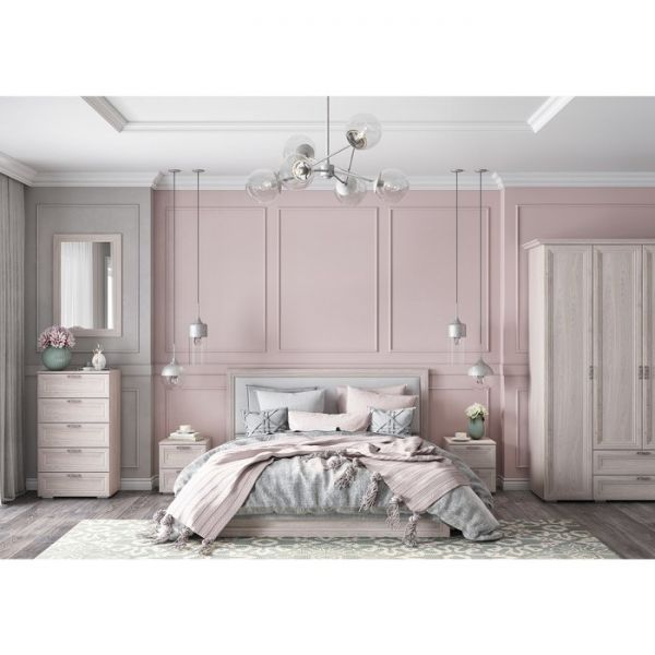 Кровать с мягкой спинкой и основан АЛЕКСАНДРИЯ, 1600х2000, Ясень Анкор Нордик/Светлый