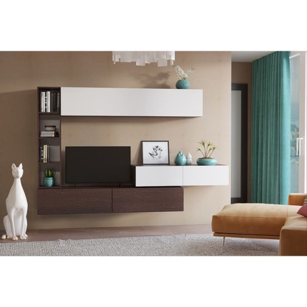 Гостиная Эмма подвесная, Венге ЛДСП/Белый глянец