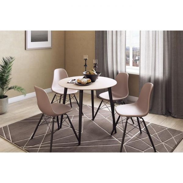 Стол обеденный Сканди-2 900х900х750 белый/светлый лак