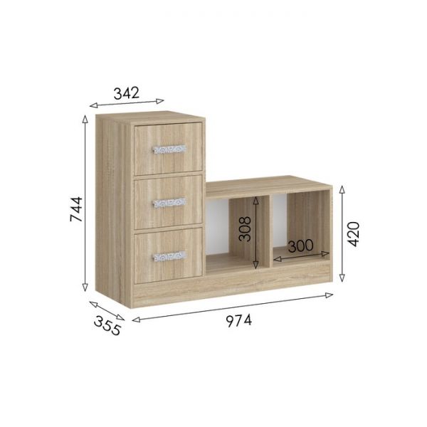 Обувница «Салоу 3», 974 ? 355 ? 744 мм, цвет дуб сонома