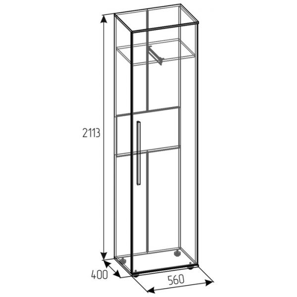 Шкаф для одежды и белья Crown 8, 560 ? 400 ? 2113 мм, цвет дуб золотистый / графит