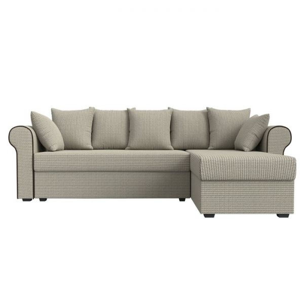 Угловой диван «Рейн», механизм еврокнижка, угол правый, рогожка, корфу 02 /кант коричневый