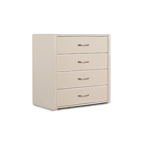 Комод «Алеро», 4 ящика, 848 ? 527 ? 887 мм, экокожа, стекло, цвет взбитые сливки