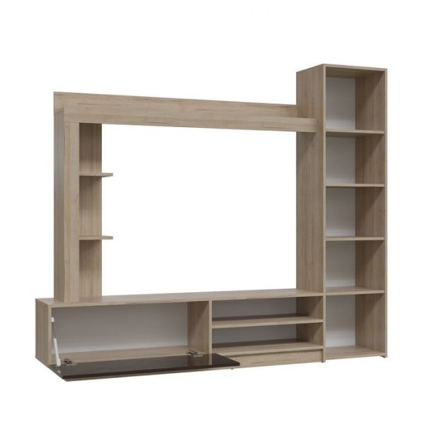 Стенка БРУНО 2040х350х1740 Дуб ривьера/Арабика