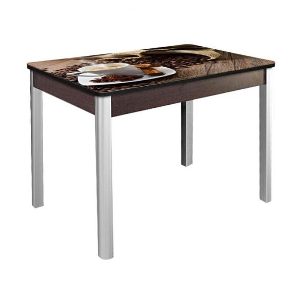 Стол "Триумф" нераздвижной 1,0х0,7 м, покрытие стекло R008, ножки хром, белёный дуб