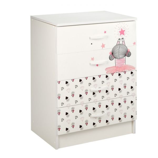 Комод Мальвина, 600х820х430, Белый/ Фотопечать