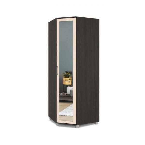 Шкаф Ева Е58 520х800х2100 угловой с зеркалом Венге/дуб млечный