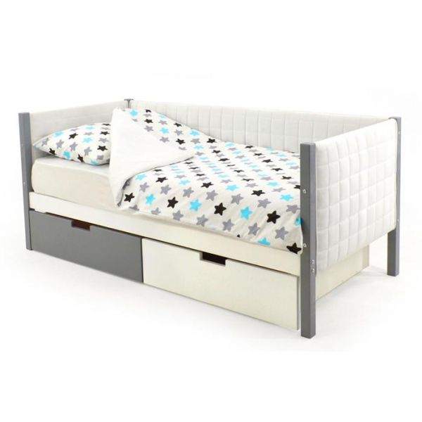 Детская кровать-тахта мягкая Svogen графит-белый