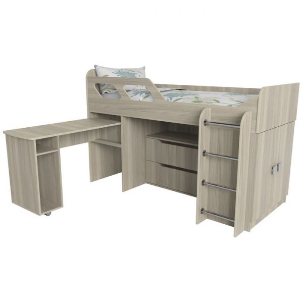 Кровать Вега 4 правый, 1950х1250х1260, Дуб молочный