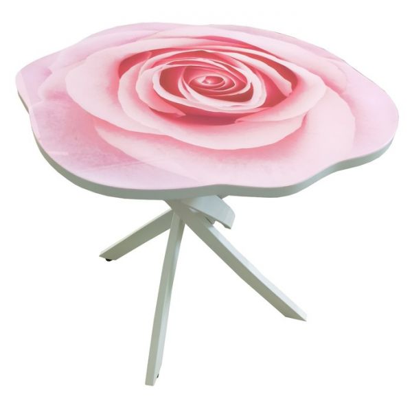 Обеденный стол «Роза», 800 ? 800 ? 750 мм, опора «ёж», цвет белый / роза