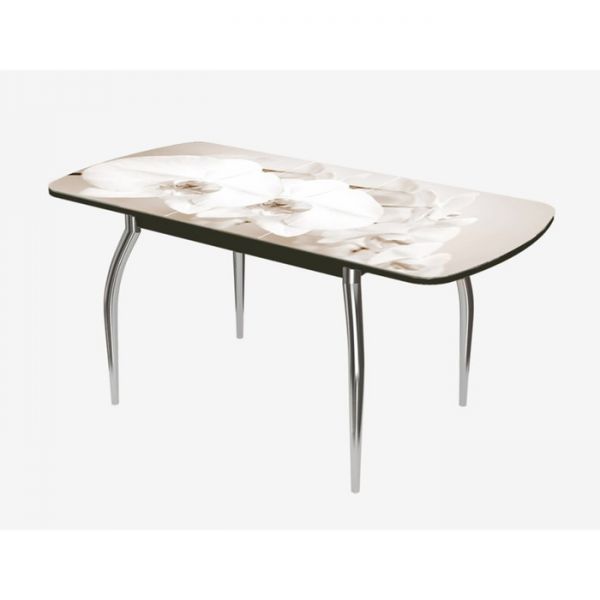 Стол раздвижной Бостон 3 1100/1420х700х745 с фотопечатью Лунная орхидея венге/хром