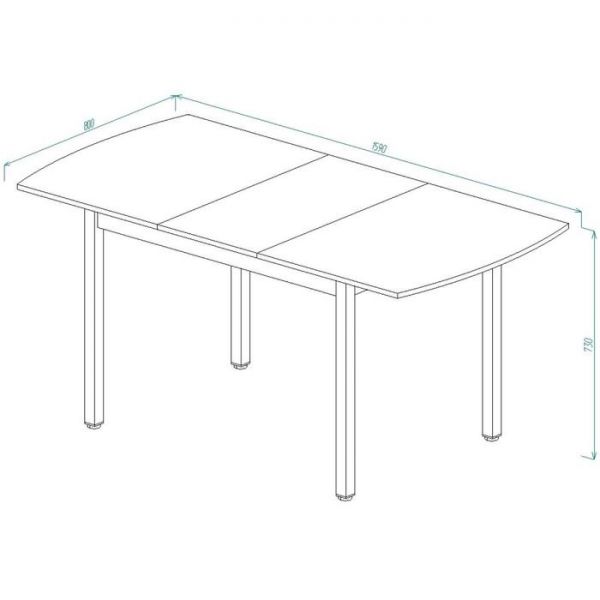 Стол обеденный №4 раздвижной 1200/1590х800х730 Ясень Шимо Светлый/Металлик