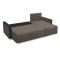 Угловой диван «Алиса 3», еврокнижка, бельевой ящик, рогожка, bahama ash/теоs dark brown