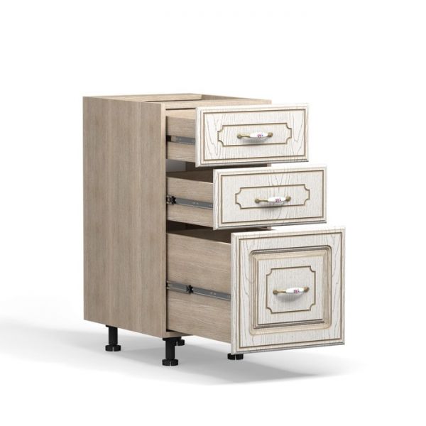 Шкаф напольный 3-ящ Анжелика 400х510х820 Дуб молочный/Ясень
