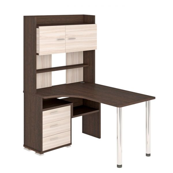 Стол компьютерный «СР 133» с надстройкой, 1010 ? 1300 ? 1750 мм, левый, венге / карамель