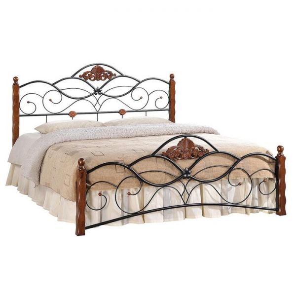 Кровать CANZONA (осн.металл), 120х200 см, красный дуб/черный