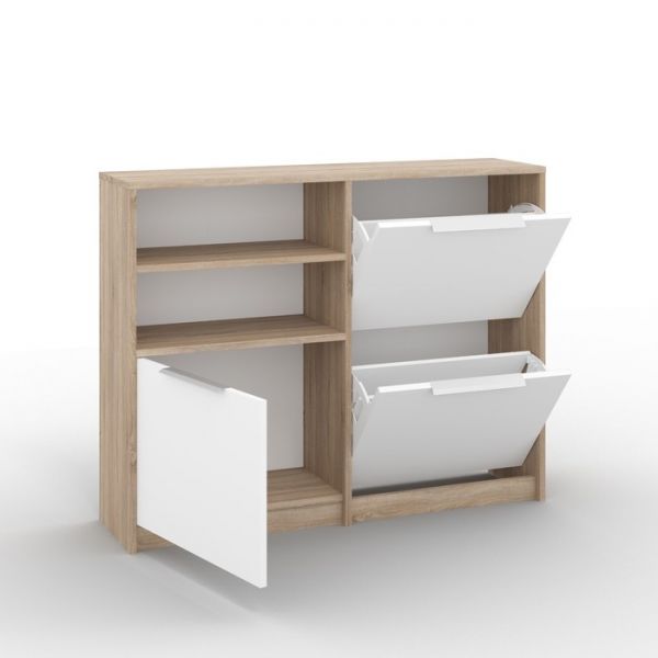 Обувница Нордик 2, Дуб сонома/ Белый