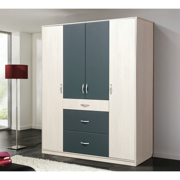 Шкаф 4-х дверный «Венеция 6», 3 ящика, цвет ясень анкор светлый / ясень гриджио матовый