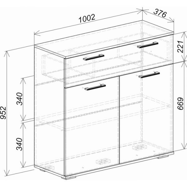 Комод Белладжио 1002х372х952 сонома/белый матовый