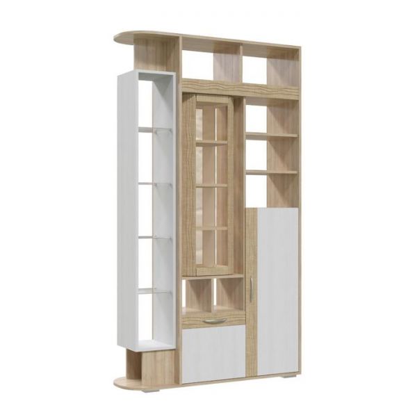 Шкаф перегородка двухсторонний ВЕНЕЦИЯ 1200*390*2050 Дуб ривьера/Рамух белый