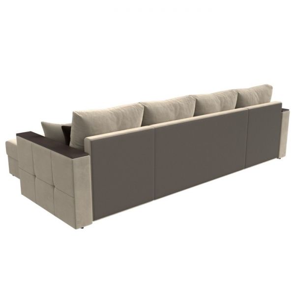 П-образный диван «Валенсия», механизм дельфин, микровельвет, цвет бежевый