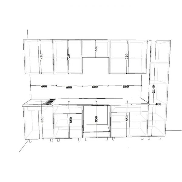 Кухонный гарнитур Гарнитур17 Белый Вегас 3000 Белый