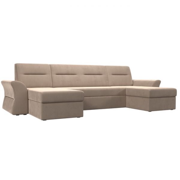 П-образный диван «Клайд», механизм дельфин, велюр, цвет бежевый